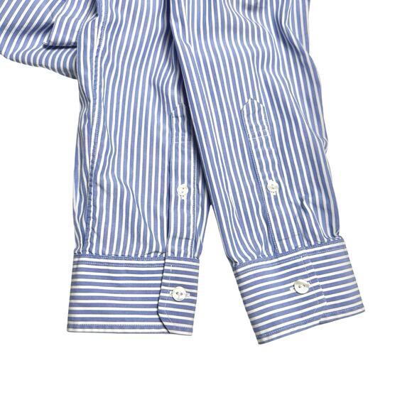 Uniqlo | Women | Blue Stripe Cotton Poplin Casual LS Button Up Shirt | Medium - Picture 10 of 11